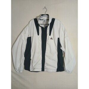 Adidas Track Top Jacket White/blue Tracksuit Full Zip Mens Size L